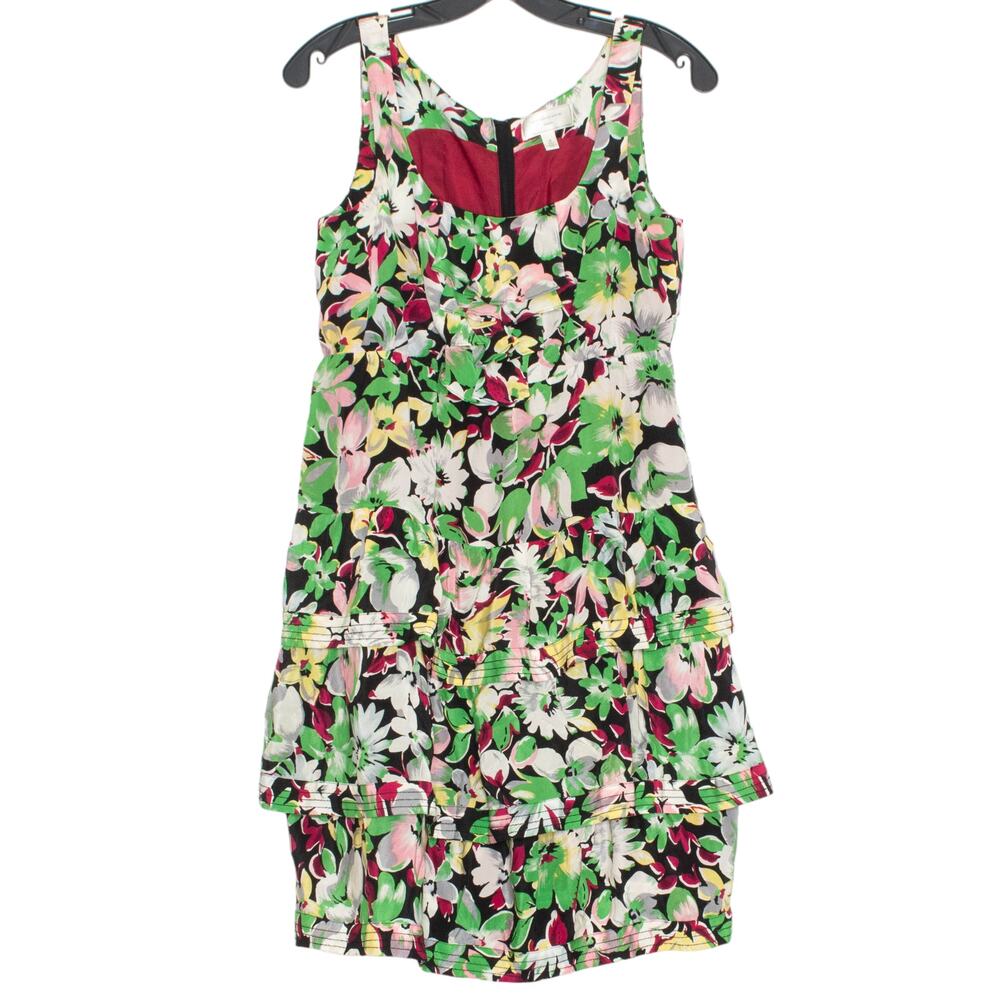 Moulinette Soeurs Anthropologie Silk Dress Floral Tiered Cottagecore Boho Size 0